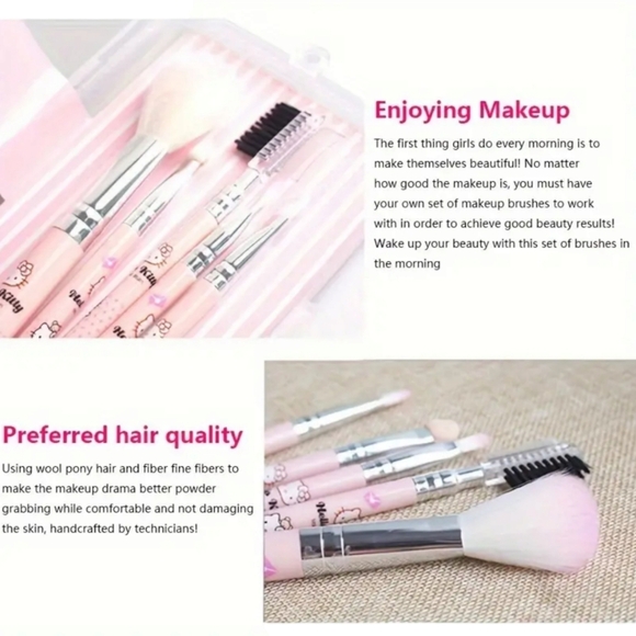 HELLO KITTY " Enjoy The  Life" 5-Piece Makeup Brush Set - Picture 6 of 10